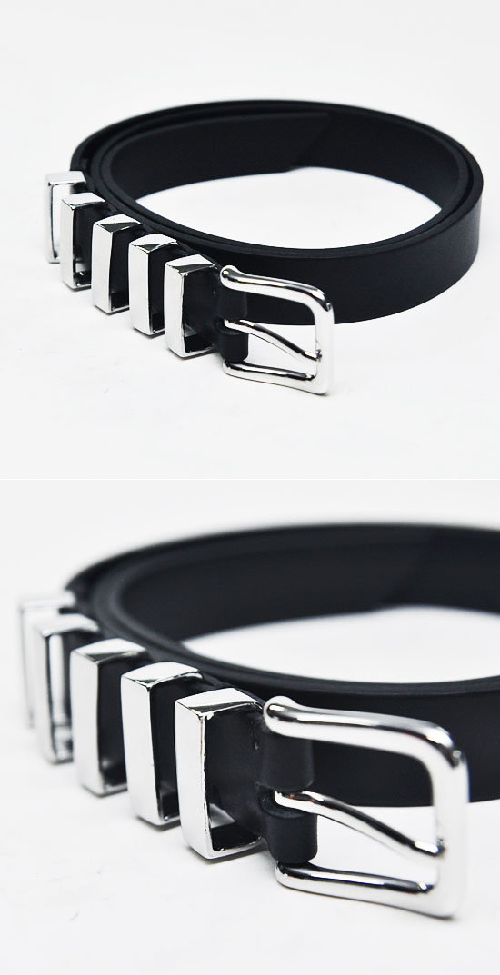 Accessories Belts Designer's Silver Metal Loop Buckle Leather